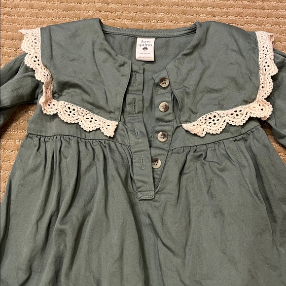 Kate Quinn Teal Button-Up Cotton Blouse with Lace - Picture 4 of 4